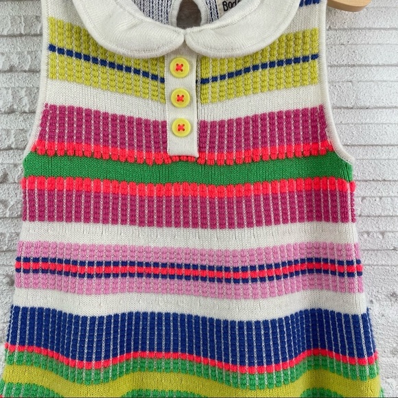 Mini Boden Multi Color Stripe Knit Sweater Dress Peter Pan Collar Size 2-3Y - Picture 3 of 11
